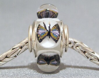Butterfly Bead Handmade Lampwork Euro Charm Limited Edition Mosaic Butterflies