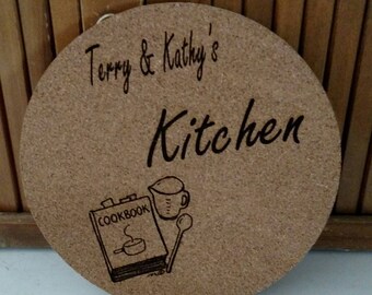 Kitchen Trivet. Cork .Laser Engraved Custom Trivets