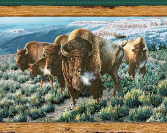 Where the Buffalo Roam, Bison Panel, Quilting Treasures. 23" x 44" Free Shipping