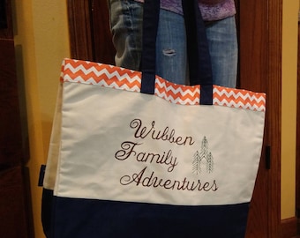 Personalized Family Adventures Bag With Family Name & Choice Of Design