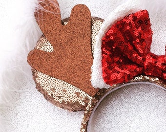 Reindeer Minnie inspired Mouse Ears,Christmas Minnie Ears ,Christmas Disney Minnie Mouse Ears ,Christmas Mickey Ears