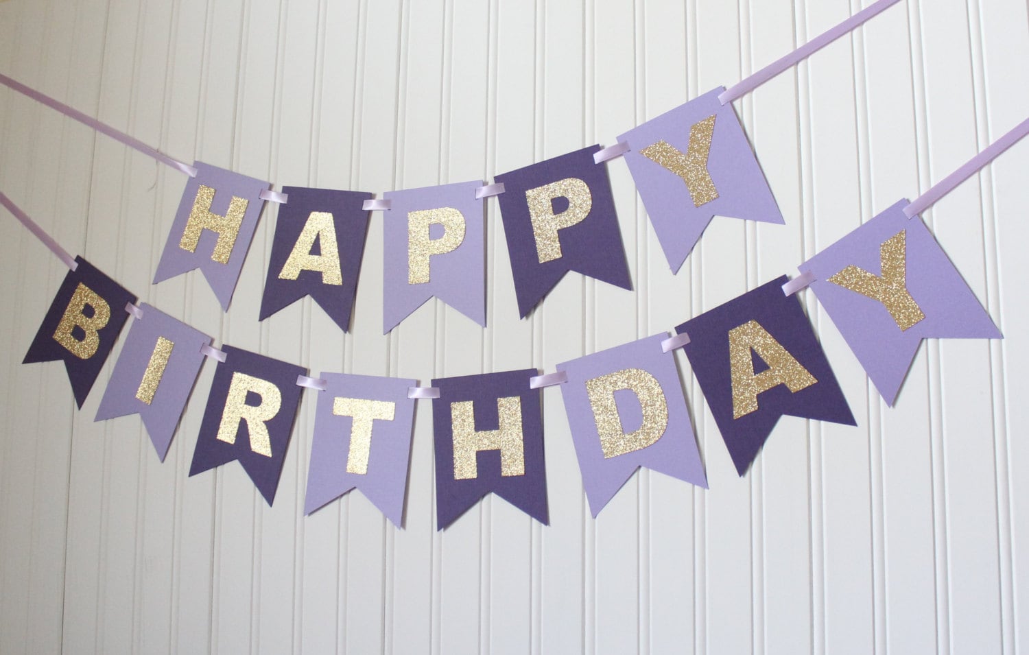 Gold and Purple Happy 1st Birthday Banner/ Girl