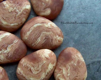 Vintage Bead, Nugget Bead, Marble Bead, Faux Gemstone, Faux Agate, Matte Bead, Frosted Bead, Boho Bead, Lucite Bead, 4 Beads
