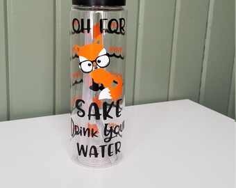 Oh for Fox Sake Drink Your Water, Fox with Glasses, Funny Fox, Oh for Fox Sake, 24 oz BPA Free Water Bottle