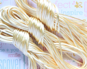 10 Yd Beige Satin Cord 2mm Rattail thread for Shamballa jewelry making. Chinese Knot Cord Rattail Satin Braided String