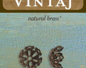 Tapestry Bead Cap 12.7mm, 2 Pieces, Vintaj Natural Brass (BC0007)