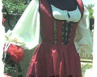 Cotton Renaissance dress gown pirate wench costume steampunk wine