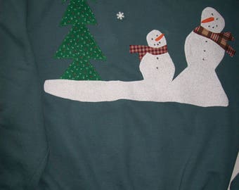 Melting Snowmen or Ladies Dark Green XL