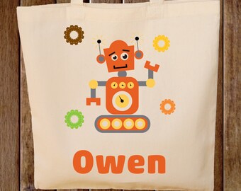 Robot Tote Bag -- Boys Tote Bag -- Kids Tote Bag -- Robot bag