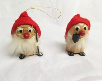 Pair of 1960's Wooden Christmas Elves ( Christmas Dwarf) (japan)