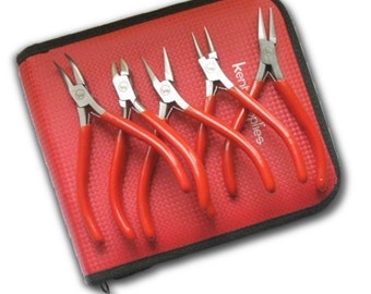 BIJ-715, KENT 5pcs Mixed Pliers Kit, Beading Starter 4.5" Pliers Kit with Case