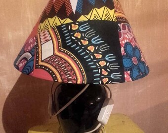 Lamp shade with blue wax chic akwaba creations