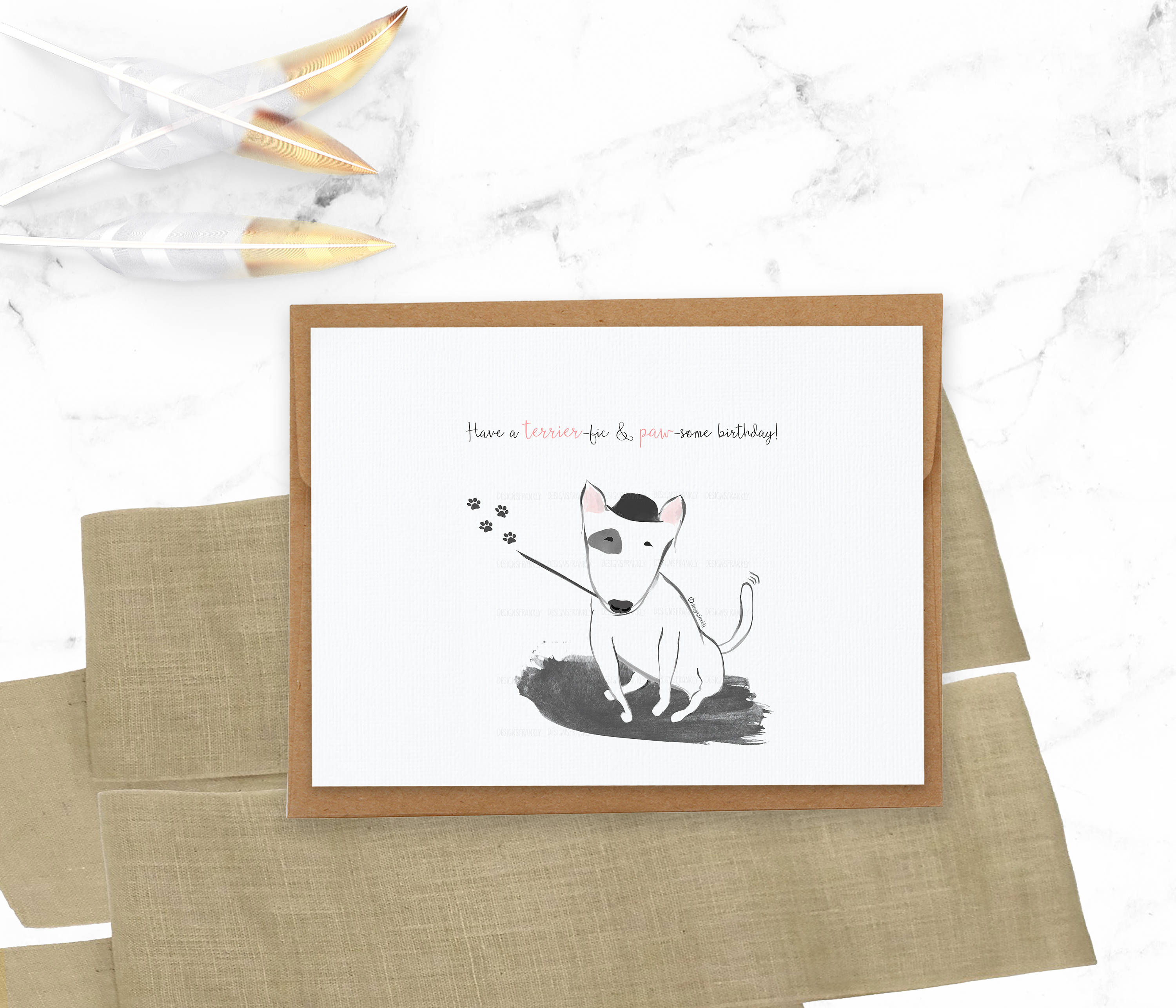 Funny Pun Birthday Card Terrier dog pun card husband dad wife