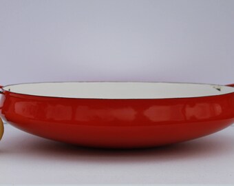 Vintage Red Dansk Saute Pan, Vintage Paella Pan, Kobenstyle Large Pan, Mid Century Modern Enamelware, Jens Quistguaard, Made In Denmark