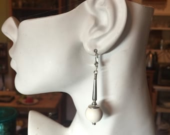 Ivory and Sterling Silver Earrings