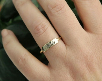 Bar Ring Gold Tiny Bar Ring Personalized Ring Personalized Gift Gift For Her Custom Bar Ring Bridesmaid Gift Personalized Jewelry