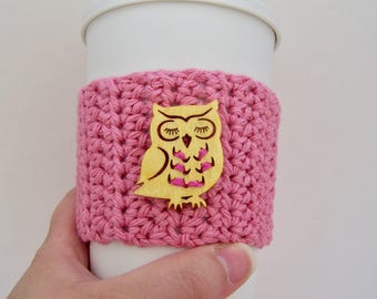Owl Lover Gift / Owl Travel Mug Cozy / Teacher Gift / Coffee Lover Gift / To Go Cup Cozy / Travel Mug Sleeve / Fall Accessories / Christmas