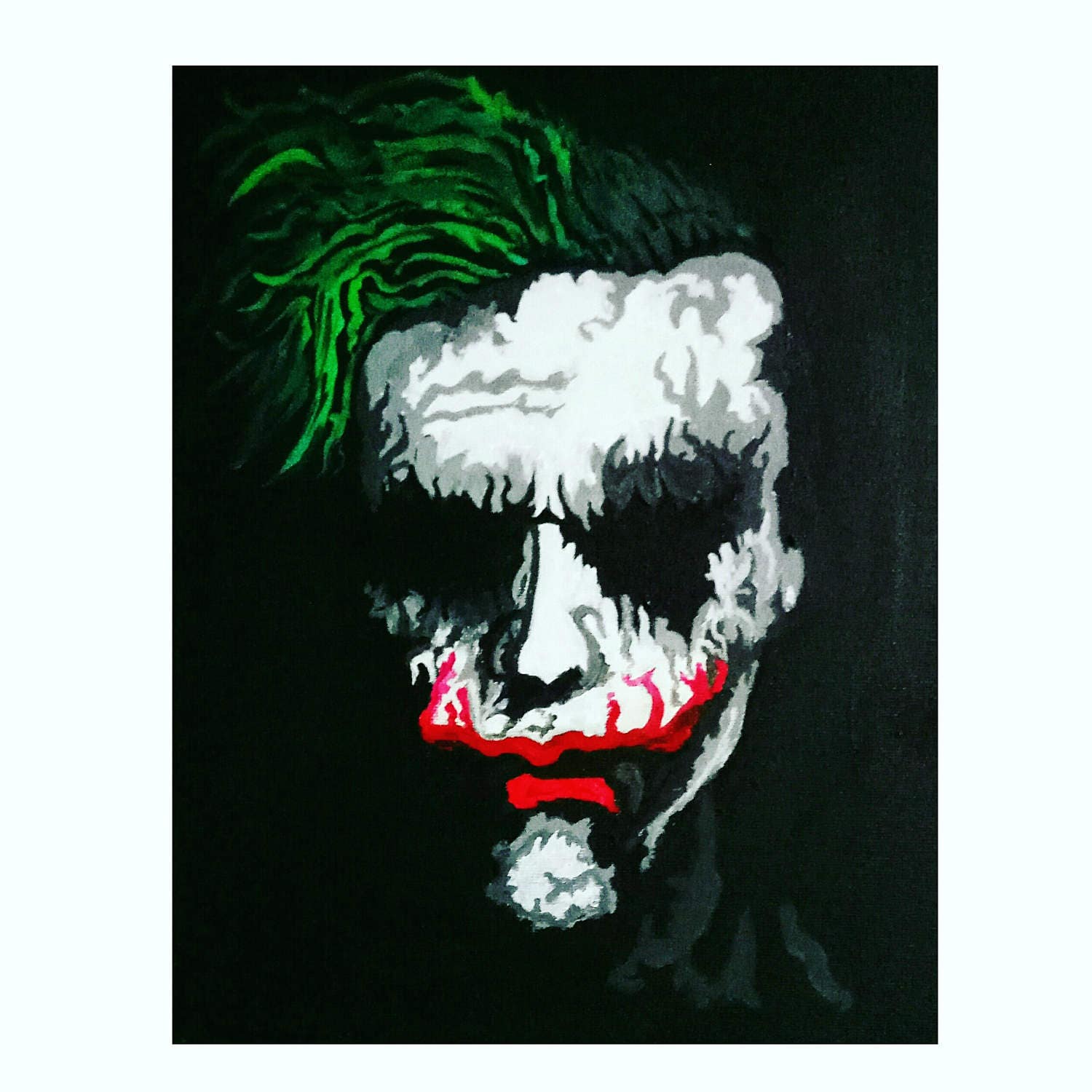 Joker Dark Knight Heath Ledger Portrait on Canvas Painting