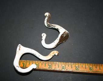 Chippy Hooks, Pair of Vintage Chippy Hooks, Shabby Chic Hooks, Farmhouse Decor