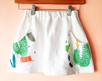Girls Linen Cactus Skirt size 6 left