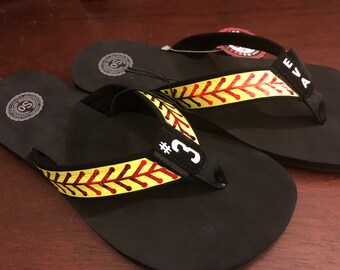 Personalized Women's Softball Flip Flops