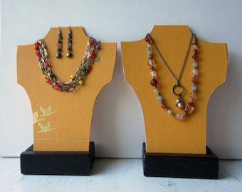 SALE Pair Book Necklace Bust and Earring Displays - Fall Jewelry Display - Book Covers - Craft Show Display - Ready to Ship