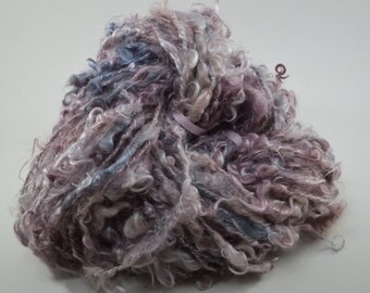 Handspun Art Yarn - Mohair Yarn/ Rustic Berry