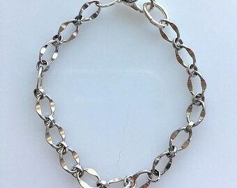 Sterling Silver "Dapped" Link Bracelet - Small Wrist or Girls Sterling Silver Link Chain Bracelet