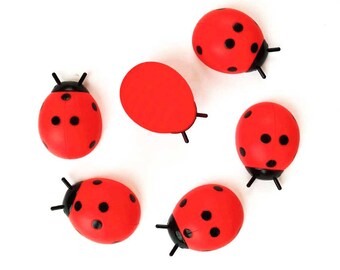 Ladybug Cake Toppers (6), Large Ladybug Cupcake Topper, Ladybug Party Decor, Table Decor, Ladybug Theme, Lady Beetle Decoration, Baby Shower