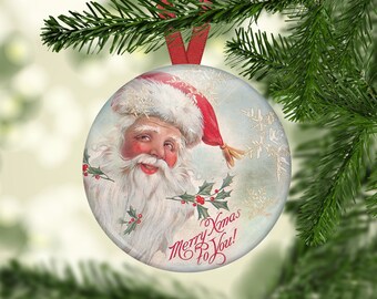 Vintage Christmas Tree Hangers, Vintage Santa Hanger, (0073)