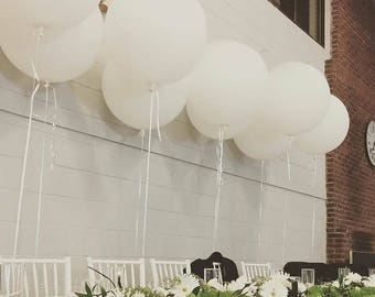 Set of 6 White HUGE 36" inch Balloon Latex Round Balloons Big Latex Balloon Wedding Decor & Party Balloon Supplies Photo Prop