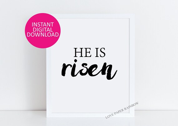 He is risen, Matthew 28:6, bible verse wall art, bible printable, bible print, bible decoration, Easter wall decor, printable Easter art