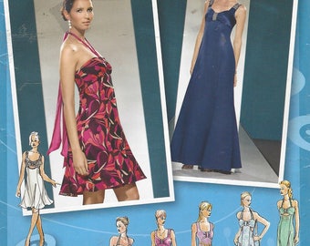 Project Runway Womens Evening Gown with Bodice Variations Hi Low Hem Simplicity Sewing Pattern 3501 Size 4 6 8 10 12 Bust 29 1/2 to 34 FF