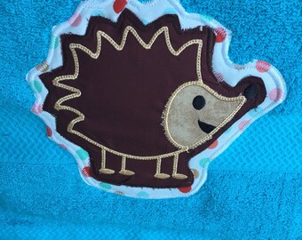 Hedgehog Towel/hedgehog applique