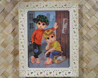 PAIR of Big Eye/Sad Eye Boys framed prints by LEE (Keane style)