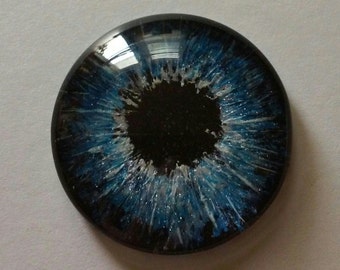 Blue Hand Painted Glass Eye Cabochon 30 mm Round Glass Eye Fantasy Jewelry Supplies Fastasy Steampunk Sci Fi Cosplay Doll Eye