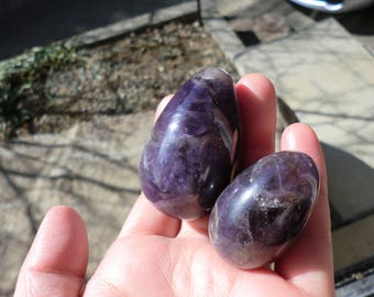2Dark Amethyst Eggs! polished amethyst egg carving, large amethyst egg, gemstone eggs, amethyst carving #3211