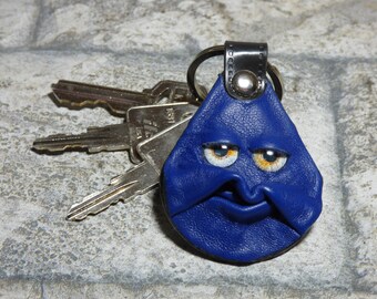 Hand Made Leather Key Chain Ring Fob With Face Eye Key Purse Charm Monster 346