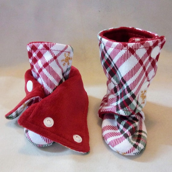 Plaid: Soft Sole Baby Boots 0-3M Plaid: Soft Sole Baby Boots 0-3M