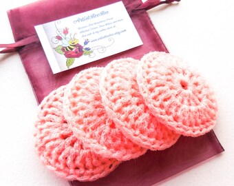 Peach Nylon Dish Scrubbies - Set of 2 through 8 - Crochet Pot Scrubber