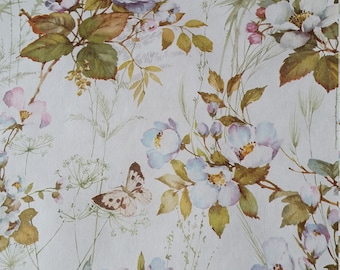 Retro vintage butterfly floral garden blossom vinyl wallpaper