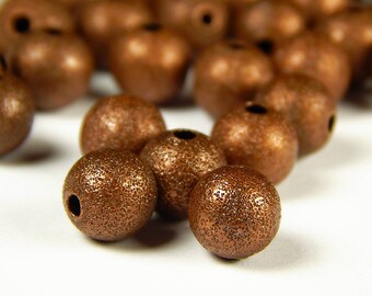 25 Pcs - 8mm Brass Stardust Beads - Copper - Metal Spacers - Jewelry Supplies