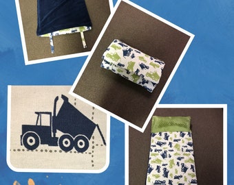 Toy truck felix nap mat green with blue blanket
