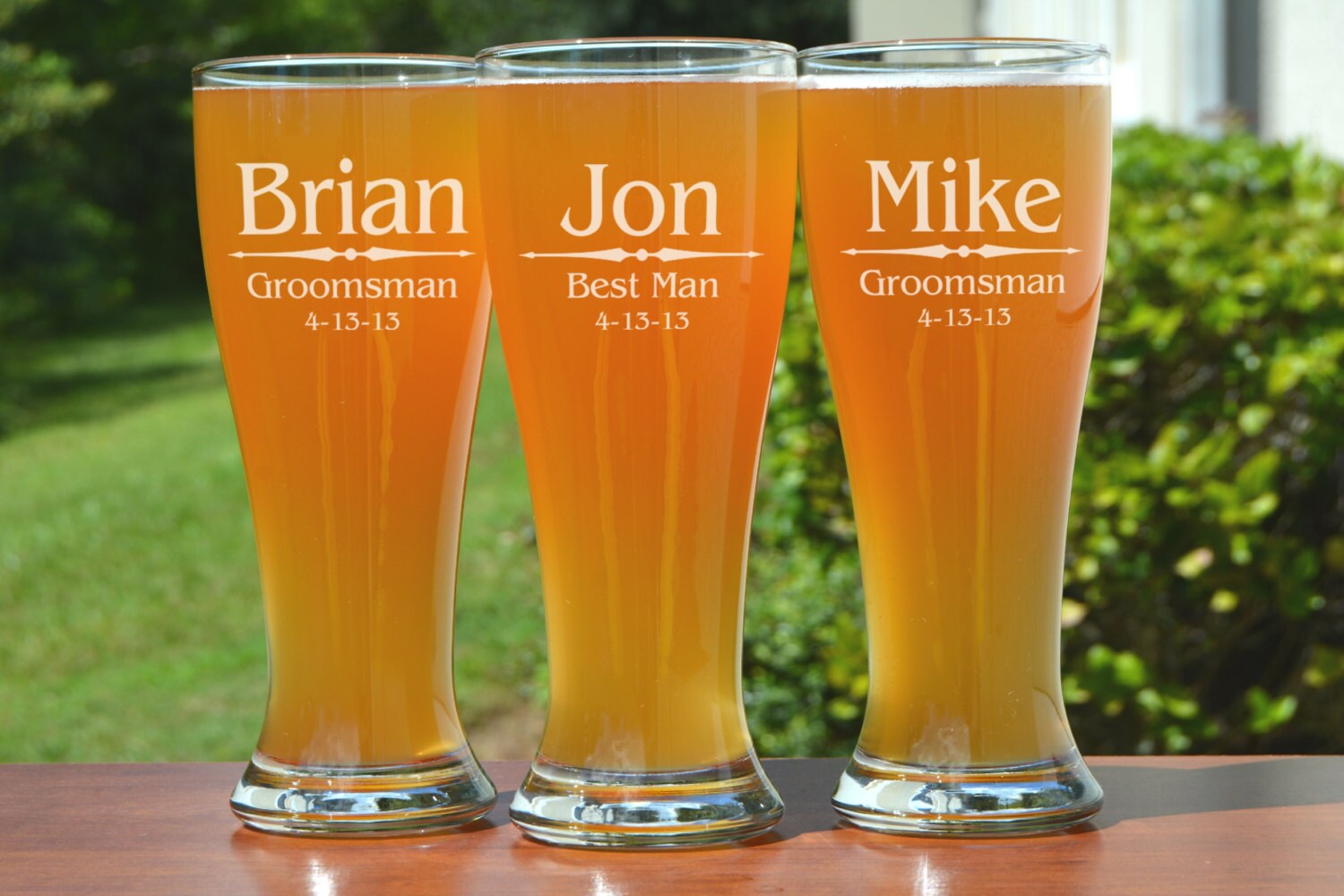 Groomsmen Gift 6 Personalized Beer Glasses Custom Engraved