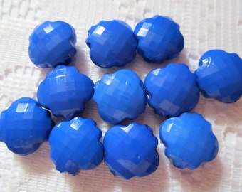 10 Royal Blue Quilted Flower Acrylic Beads 12mm