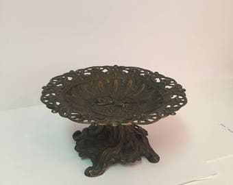 Brass putti cherub pedestal compote receiving dish