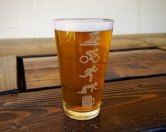 Triathlon Gift Glass, Ironman Triathlon Glass, Swimming Gift, Christmas Gift, Running Gift, Gift for Triathlete, Bike Gift, Run Swim Bike