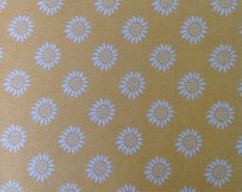 Sunflower yellow fabric, Better Gnomes and Gardens, Yellow fabric with cream flowers, Floral Fabric by In The Beginning, Fabric by the Yard