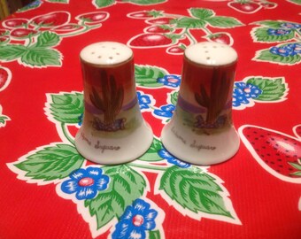 Vintage hand painted ceramic Arizona Saguaro cactus salt and pepper shakers- souvenir of Arizona, Made in Japan