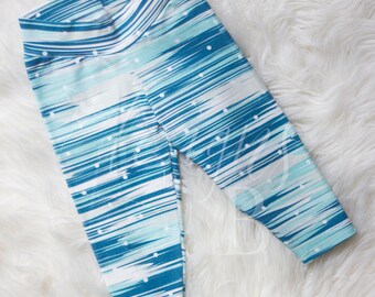 Blue and White Striped/Polka Dot Leggings 6-12m